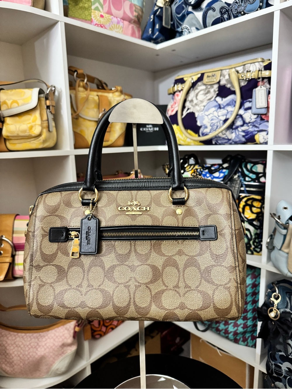 Coach Black and Brown Rowan Satchel